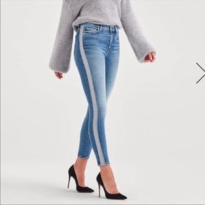 7 For All Mankind Women's Side Stripe Ankle Skinny Denim High Rise Jeans Size 26